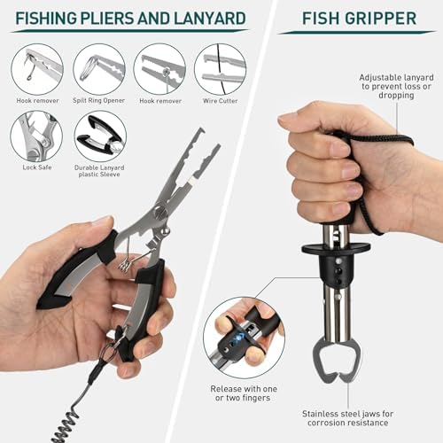 Kit herramientas pesca 85 piezas con bolsa pinzas señuelos báscula digital