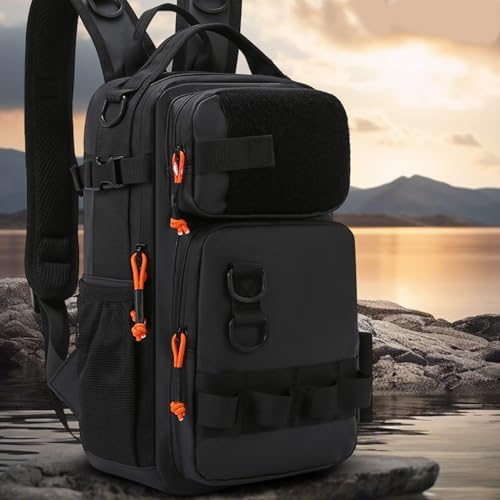 Mochila pesca bolsa soporte cañas almacenamiento impermeable senderismo caza