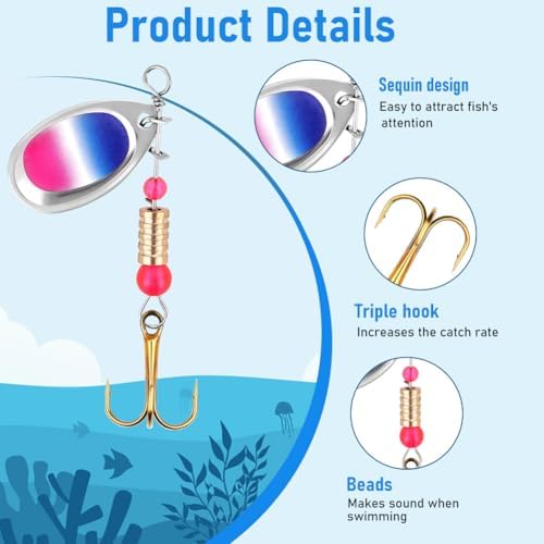 Kit señuelos pesca anzuelos cucharas spinners trucha lucio perca