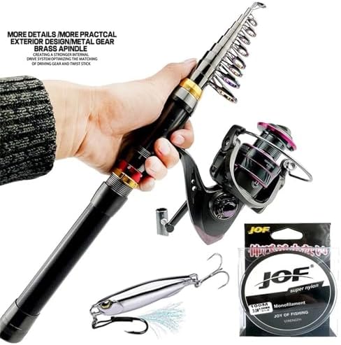 Telescopic spinning rod with ultralight metal reel 1.8-3.6m