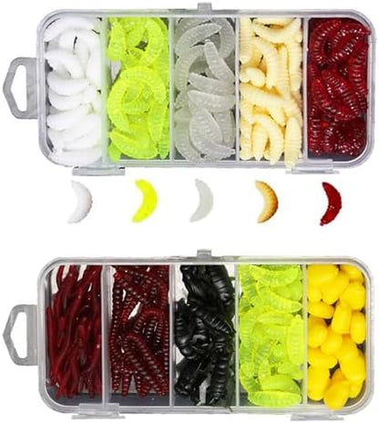 250 accesorios gusanos artificiales suaves luminosos cebos caja set