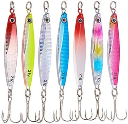 7 piezas señuelos jig cucharas metal pluma cebos artificiales