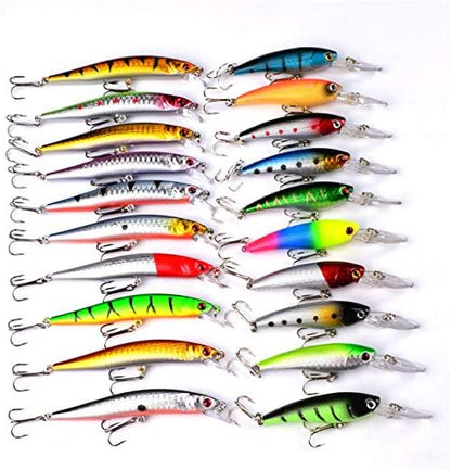 Kit 20 señuelos artificiales duros suaves ranas giratorios cucharas anzuelos