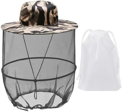 Sombrero sol mosquitos 1 pieza bolsa almacenamiento plegable jungla pesca camuflaje