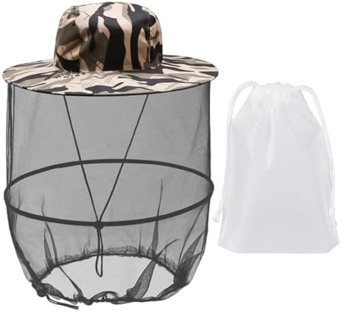 Sombrero sol mosquitos 1 pieza bolsa almacenamiento plegable jungla pesca camuflaje