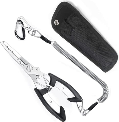 Pinzas pesca multifunción ligeras acero inoxidable removedor anzuelos cordón seguridad
