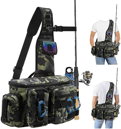 Bolsa pesca mochila accesorios con cinturón correa acolchada reflectantes