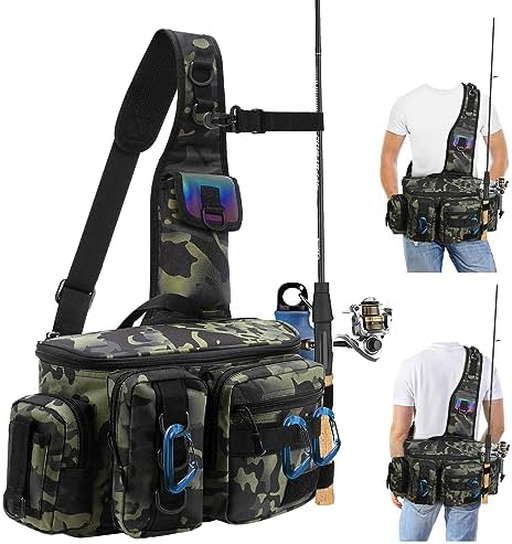 Bolsa pesca mochila accesorios con cinturón correa acolchada reflectantes