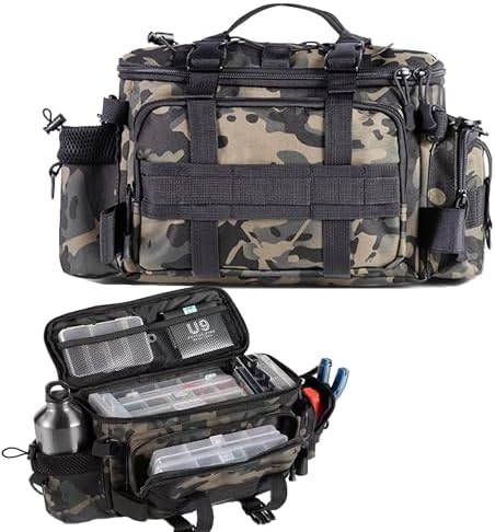 Bolsa pesca carpa con cinturón correa equipo exterior camuflaje viaje