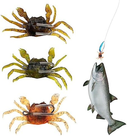 3 piezas señuelos suaves simulación cangrejo anzuelos salada artificial