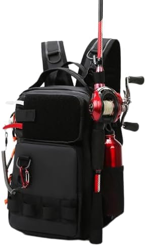 Mochila pesca bolsa soporte cañas almacenamiento impermeable senderismo caza