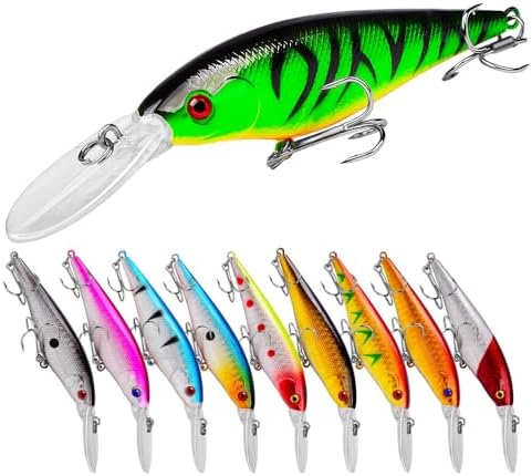 Paquete 10 señuelos duros minnow cebos dulce salada bass trucha