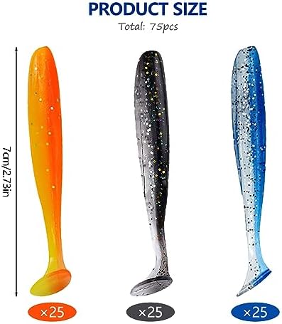 75 piezas vinilo señuelos suaves colores cebos biónicos dulce salada