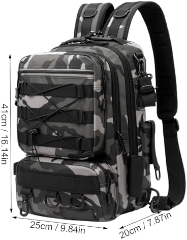 Mochila pesca hombres bolsa equipo soporte cañas almacenamiento gris grande