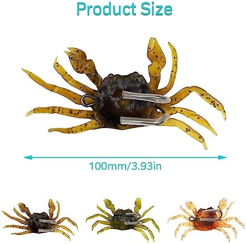 3 piezas señuelos suaves simulación cangrejo anzuelos salada artificial