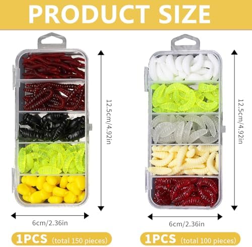 250 accesorios gusanos artificiales suaves luminosos cebos caja set