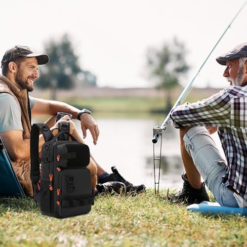 Mochila pesca bolsa soporte cañas almacenamiento impermeable senderismo caza