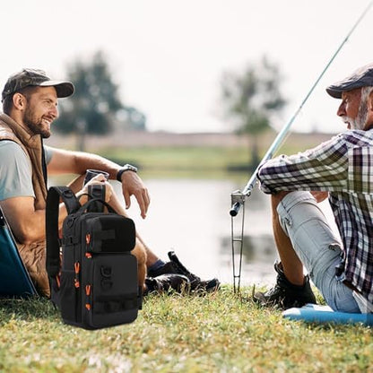 Mochila pesca bolsa soporte cañas almacenamiento impermeable senderismo caza