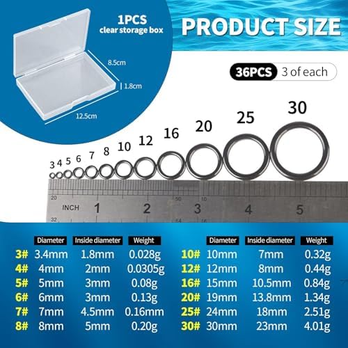 Kit reparación caña pesca 36 piezas anillos guía caja almacenamiento accesorios