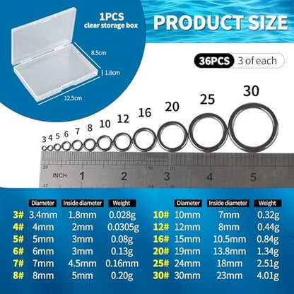 Kit reparación caña pesca 36 piezas anillos guía caja almacenamiento accesorios