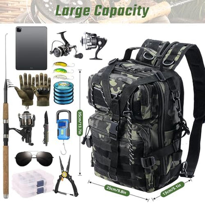 Mochila pesca almacenamiento impermeable táctica molle senderismo caza