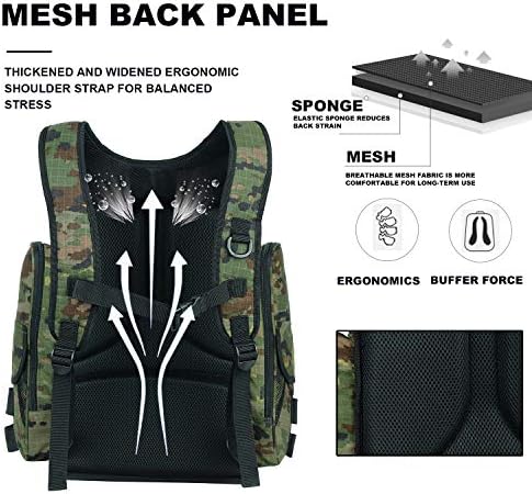 Mochila pesca con 4 bandejas almacenamiento grande cubierta lluvia