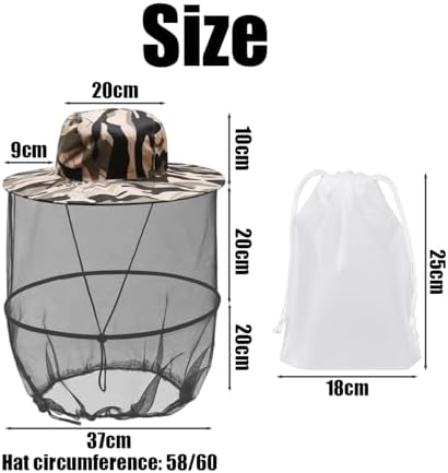 Sombrero sol mosquitos 1 pieza bolsa almacenamiento plegable jungla pesca camuflaje