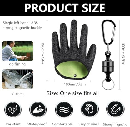Guante pesca impermeable anti-cortes cierre magnético manejo seguro lucios bagres