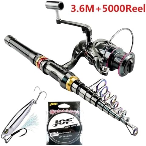 Caña telescópica spinning con carrete metal ultraligero 1.8-3.6m