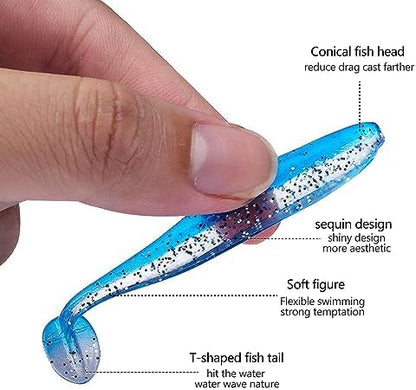 75 piezas vinilo señuelos suaves colores cebos biónicos dulce salada