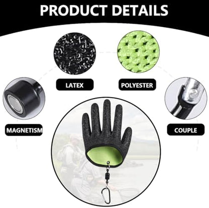 Guante pesca impermeable anti-cortes cierre magnético manejo seguro lucios bagres