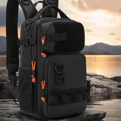 Mochila pesca bolsa soporte cañas almacenamiento impermeable senderismo caza