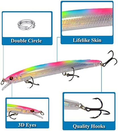 Cebo natación artificial lucio rígido anzuelos afilados surf spinning