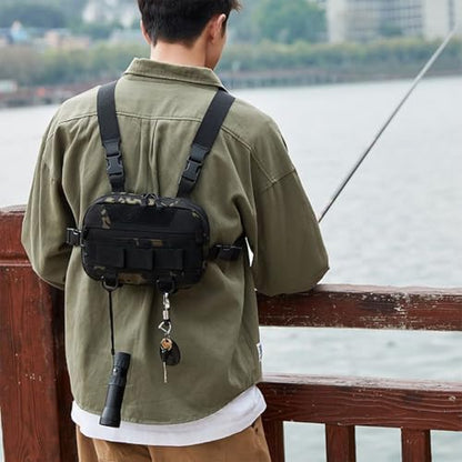 Pecho pack pesca impermeable mochila portátil gran capacidad deportes exteriores