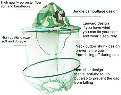 Sombrero camuflaje apicultor anti-mosquitos malla protección facial pesca exterior